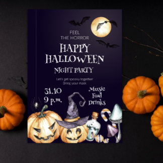 Invitación Siente el horror feliz noche de Halloween de fiest
