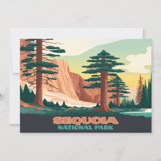 Invitación Sierra de los Árboles del Parque Nacional Sequoia (Anverso)