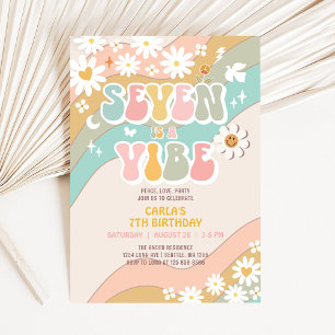 Invitación Siete es un ambiente genial cumpleaños retro 7