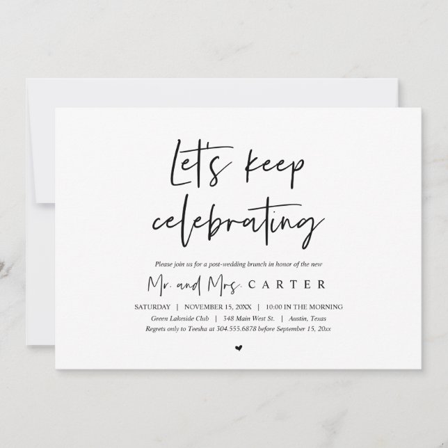 Invitación Sigamos celebrando, brunch post boda (Anverso)