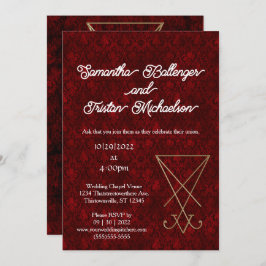 Invitación Sigilia de Lucifer en oro en Boda satánico de Dama