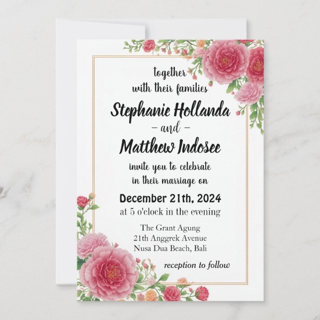 Invitación Significado de clavel - Símbolos del amor - Boda (Anverso)