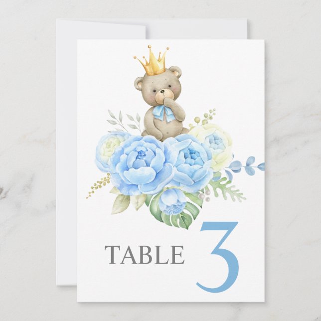 Invitación  Signo de Baby Shower Boy Teddy BearTable (Anverso)