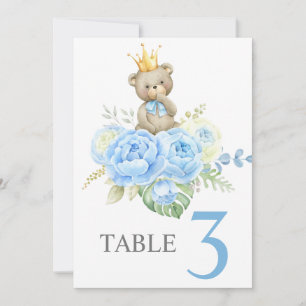 Invitación Signo de Baby Shower Boy Teddy BearTable