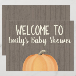 Invitación Signo de bienvenida de Baby Shower de la calabaza