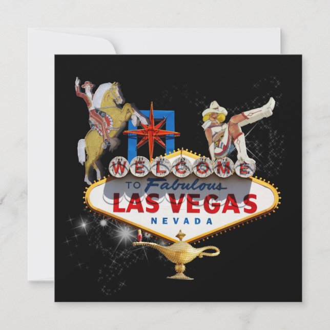 Invitación Signo de bienvenida de Las Vegas en un fondo estel (Anverso)