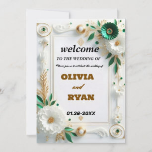 Invitación signo de bienvenida elegante de boda floral