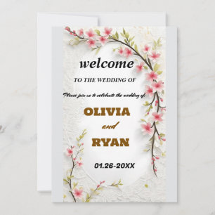 Invitación signo de bienvenida elegante de boda floral