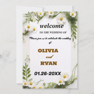 Invitación signo de bienvenida elegante de boda floral