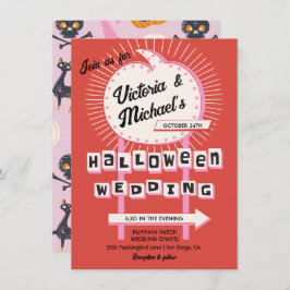 Invitación Signo de calabaza Mod Halloween Boda