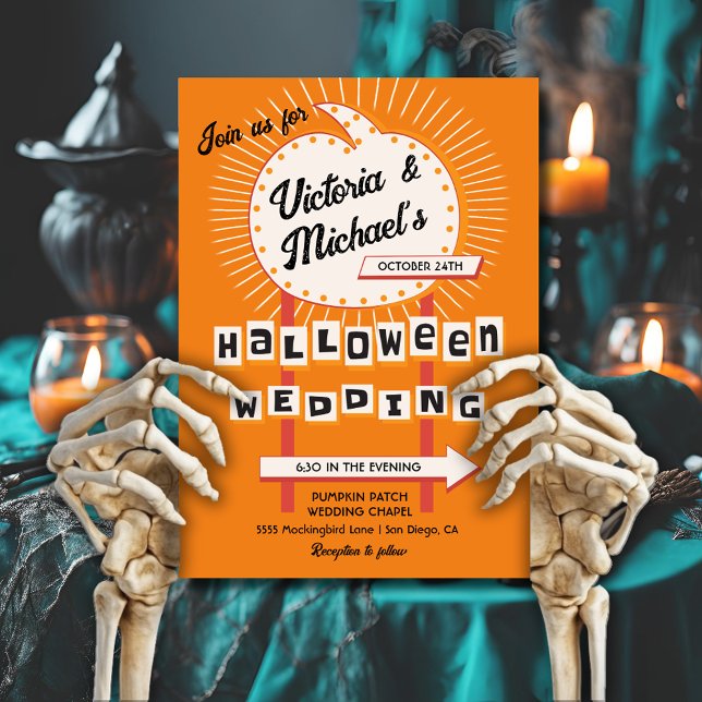Invitación Signo de calabaza Mod Halloween Boda (Subido por el creador)