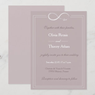 Invitación Signo de infinito boda blanco y negro único