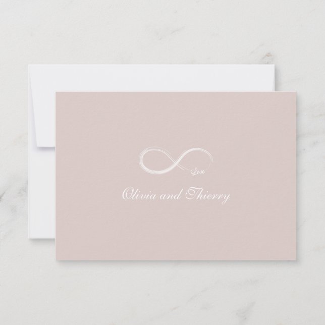 Invitación Signo de infinito chic rosa claro blanco RSVP boda (Reverso)