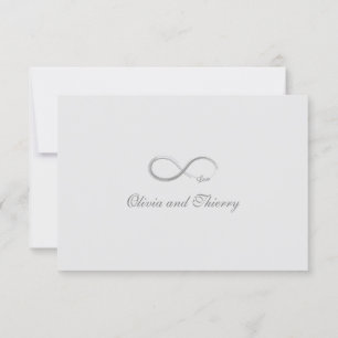 Invitación Signo de infinito puro oro blanco gris boda RSVP