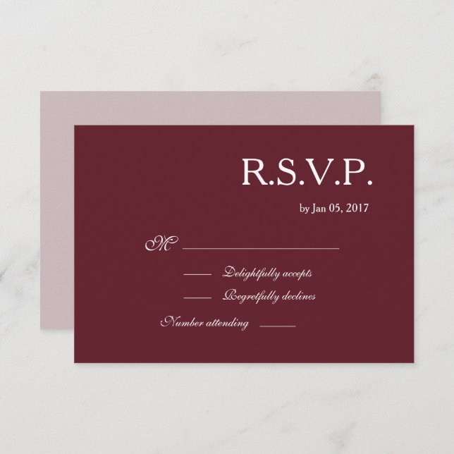 Invitación Signo de Infinito Rubí Crema Elegante Boda RSVP (Anverso / Reverso)