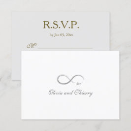 Invitación Signo de Infinito Único Gris Dorado Blanco Boda RS