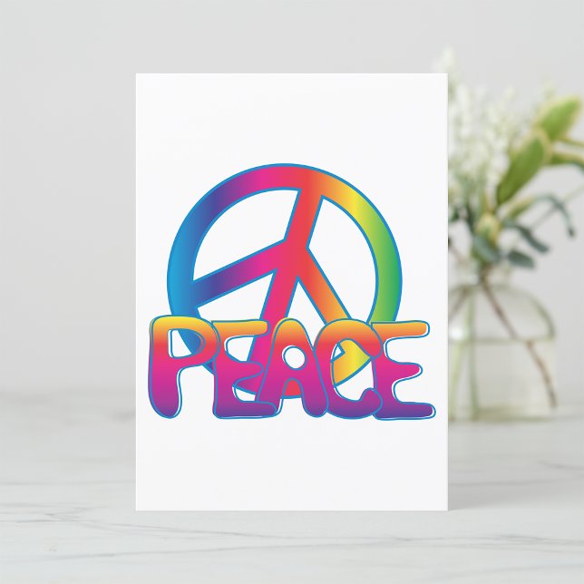 Invitación Signo de Paz Arcoíris Retro Hippie (Subido por el creador)