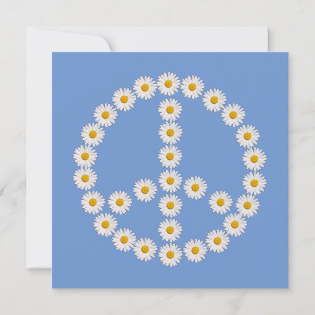 Invitación signo de paz daisies daisy boho (Anverso)