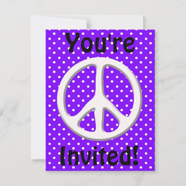 Invitación Signo de paz Fiesta en morado (Anverso)
