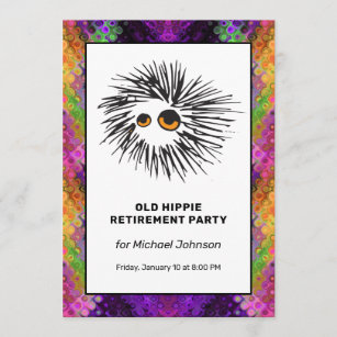 Invitación Signo de paz psicodélico Fiesta de retiro hippie
