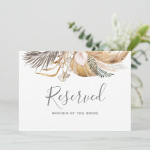 Signo de reserva de Boda mínimo de hoja de boho fl