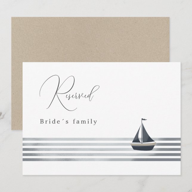 Invitación signo de reserva de boda náutico (Anverso / Reverso)