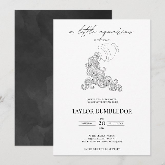 Invitación Signo estrella Aquarius Zodiac Baby Shower Astrolo (Anverso / Reverso)