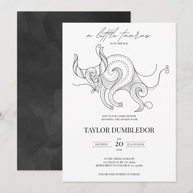 Invitación Signo estrella Taurus Zodiac Baby Shower Astrologí (Anverso / Reverso)