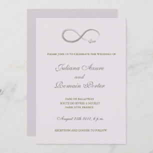 Invitación Signo infinito lila gris violeta Boda minimalista