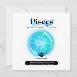Invitación Signo Zodiacal Moderno Piscis Cita Elemento agua