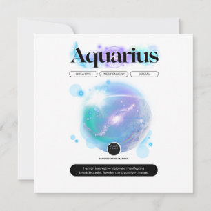 Invitación Signo Zodíaco Moderno Acuario Cita Elemento Aire