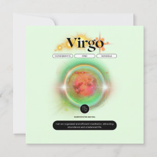 Invitación Signo Zodíaco Moderno Virgo Comilla Elemento Tierr