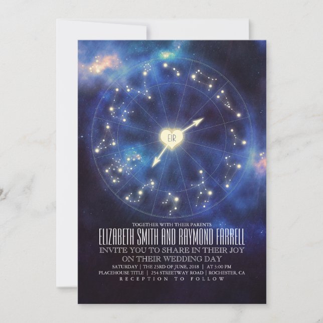 Invitación Signos del zodíaco | Constellation Starry Night Bo (Anverso)