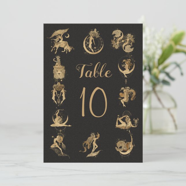 Invitación Signos del Zodiaco Tabla Número (Anverso de pie)