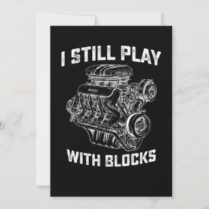 Invitación Sigo jugando con bloques Mecánico de automóviles
