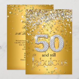 Invitación Sigue siendo fabuloso 50 Corrientes de plata dorad
