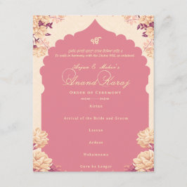 Invitación Sikh Wedding Order of Ceremony Anand Karaj Program