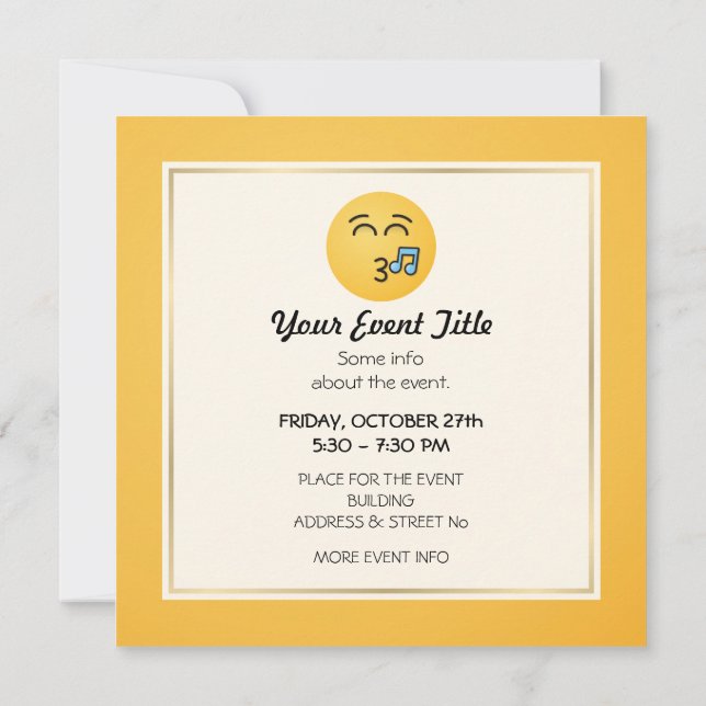 Invitación Silbando cara con ojos sonrientes (Reverso)