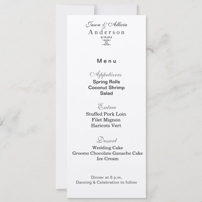 Invitación Silberne Eis-Menü-Karte für Hochzeiten u. Gala (Anverso)