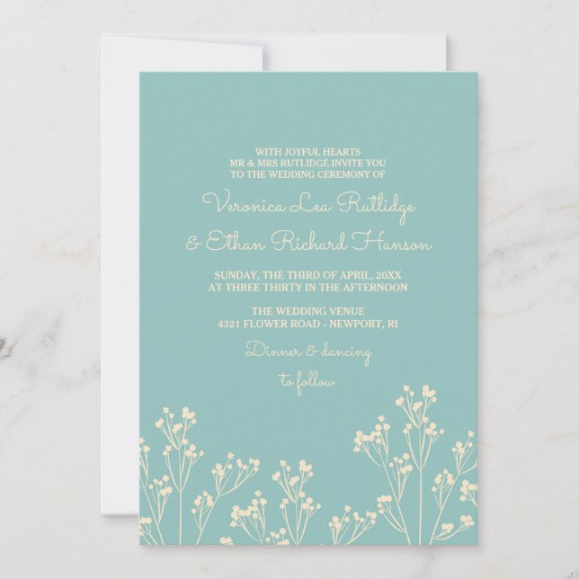 Invitación Silhouette de aliento del bebé - Hermoso Boda (Anverso)