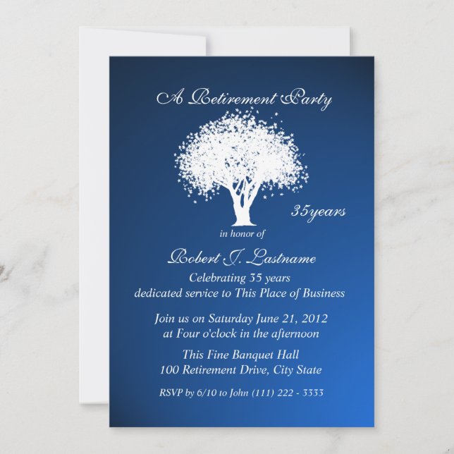 Invitación Silhouette de árbol de retiro (Anverso)