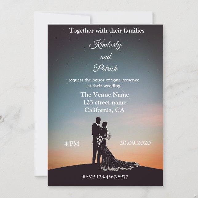 Invitación Silhouette De Bride Boda (Anverso)