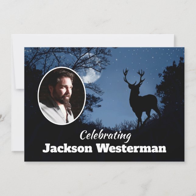 Invitación Silhouette de buck en el    monumento nocturnoInvi (Anverso)