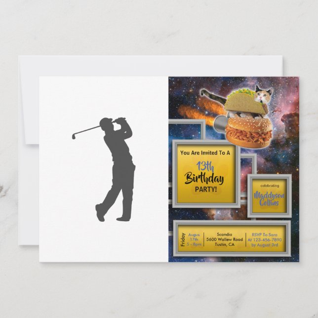 Invitación Silhouette de jugador de golf (Anverso)