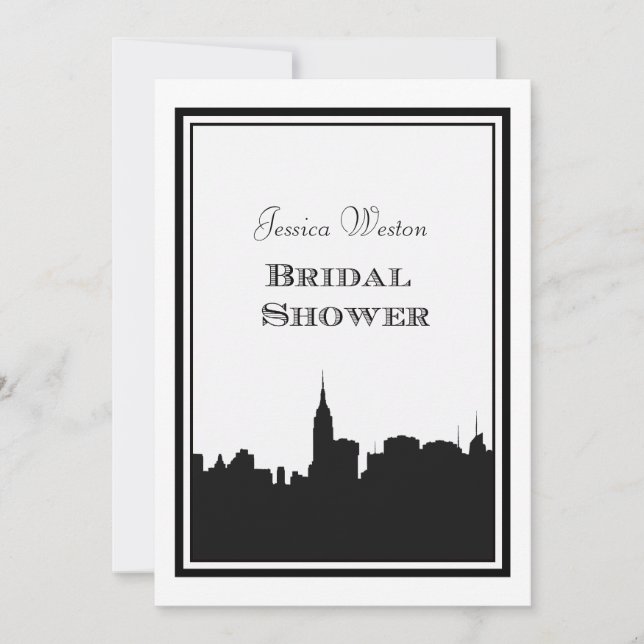 Invitación Silhouette de Skyline de NYC #2 Ducha de novias (Anverso)