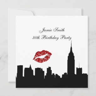Invitación Silhouette de Skyline de NYC, Kiss ESB #1 BW Birda
