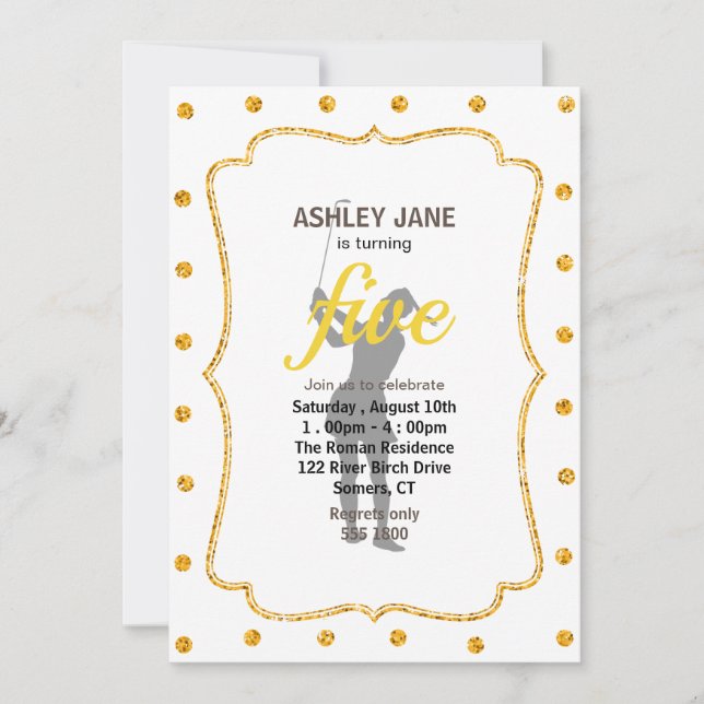 Invitación Silhouette de una mujer jugando al golf (Anverso)