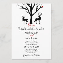 Silhouette Deer Couple Winter Love Boda