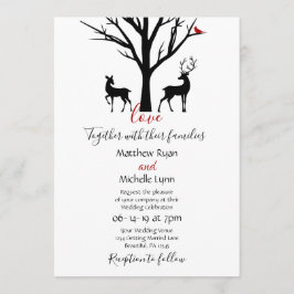 Invitación Silhouette Deer Couple Winter Love Boda