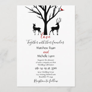 Invitación Silhouette Deer Couple Winter Love Boda